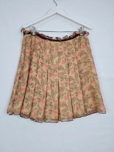 Anna Sui Silk Dainty Brown Skirt Size 10 by SwapUp-Online Second Hand Store-Online Thrift Store