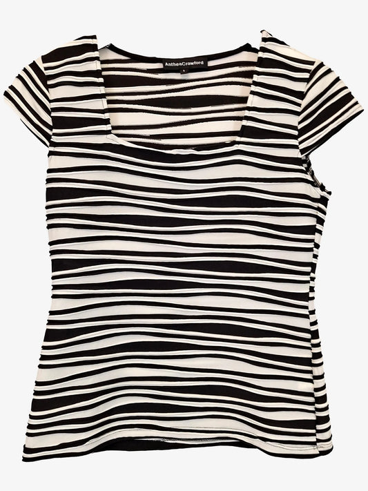 Anthea Crawford Striped Stretch Cap Sleeve Top Size S by SwapUp-Online Second Hand Store-Online Thrift Store