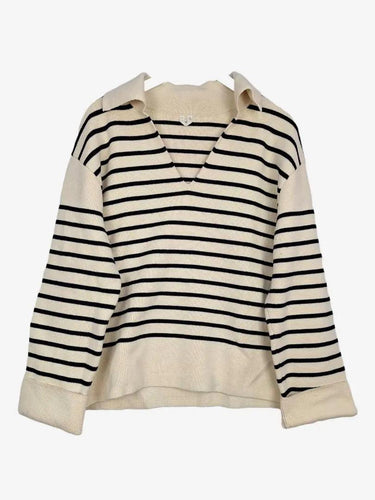 Arket Heavy Striped open Collar Jumper Size L by SwapUp-Online Second Hand Store-Online Thrift Store