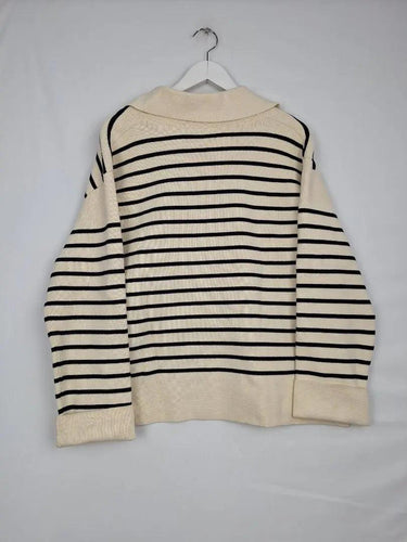 Arket Heavy Striped open Collar Jumper Size L by SwapUp-Online Second Hand Store-Online Thrift Store