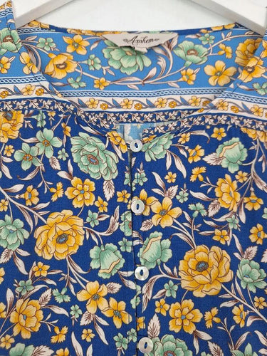 Arnhem Blue Floral Button Down Top Size 10 by SwapUp-Online Second Hand Store-Online Thrift Store