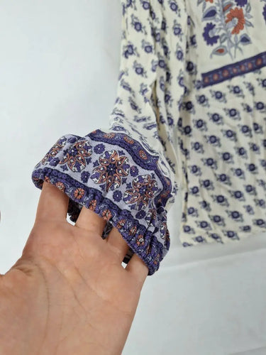Arnhem Indigo Floral Key Hole Blouse Size 10 by SwapUp-Online Second Hand Store-Online Thrift Store