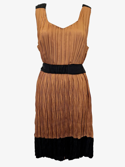 Assorted Brands Bronze Scoop Neck Crinkle Midi Dress Size 12 by SwapUp-Online Second Hand Store-Online Thrift Store