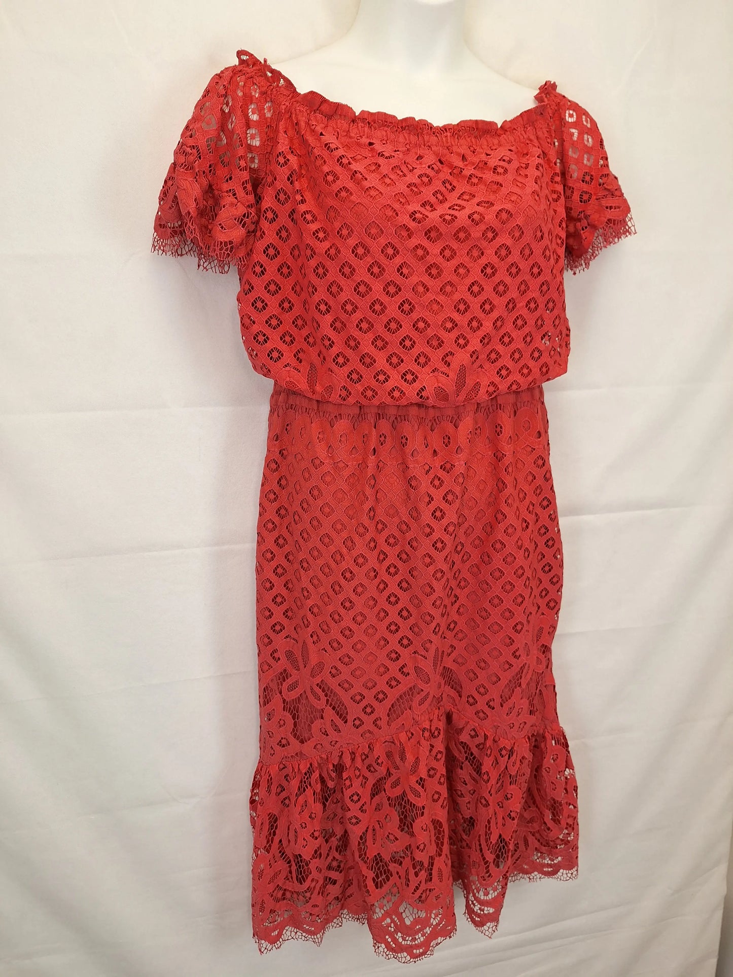 Atmos & Here Lace Off Shoulder Rose Midi Dress Size 16 by SwapUp-Online Second Hand Store-Online Thrift Store