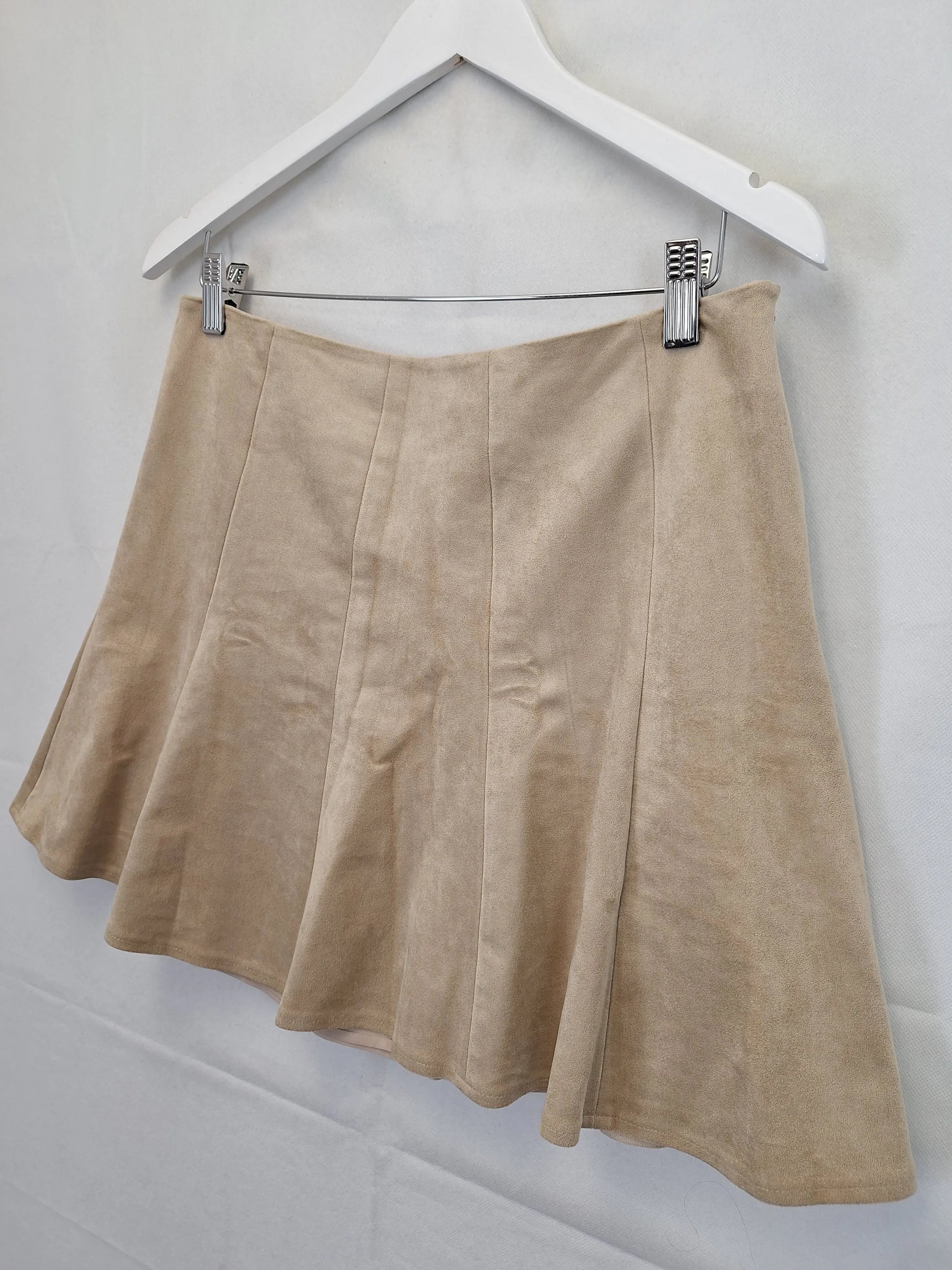 BCBG Faux Suede Panelled  A-line Mini Skirt Size M by SwapUp-Online Second Hand Store-Online Thrift Store