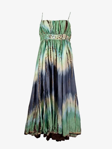 BCBGMAXAZRIA Ruched Silk Embellished Evening Maxi Dress Size L by SwapUp-Online Second Hand Store-Online Thrift Store
