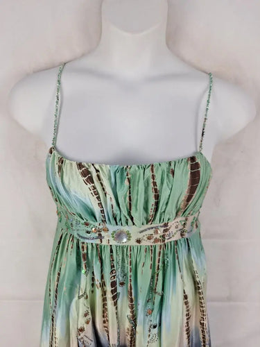 BCBGMAXAZRIA Ruched Silk Embellished Evening Maxi Dress Size L by SwapUp-Online Second Hand Store-Online Thrift Store
