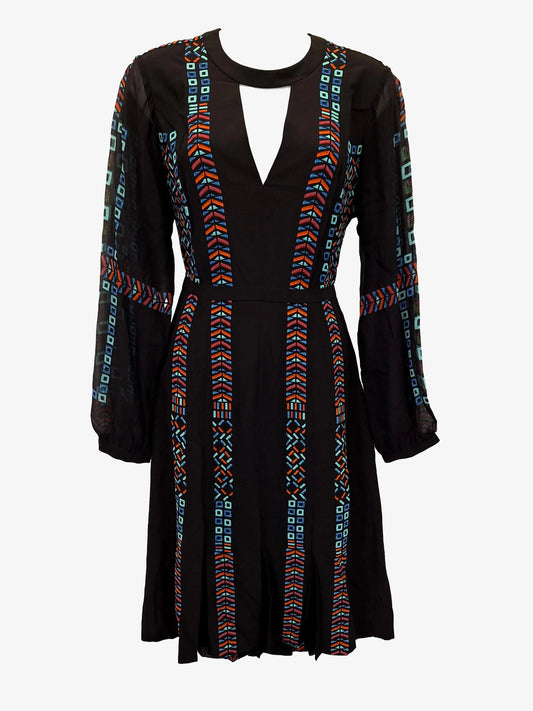 BCBGMAXAZRIA Silk Tribal Front Pleat Midi Dress Size 8 by SwapUp-Online Second Hand Store-Online Thrift Store