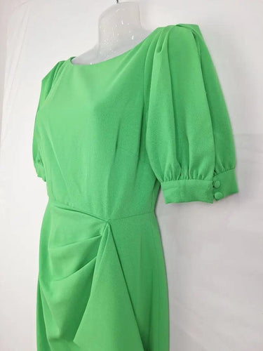 Badgley Mischka Apple Green Puff Sleeve Midi Dress Size 6 by SwapUp-Online Second Hand Store-Online Thrift Store