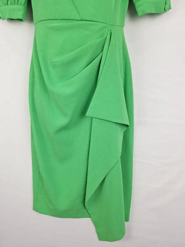 Badgley Mischka Apple Green Puff Sleeve Midi Dress Size 6 by SwapUp-Online Second Hand Store-Online Thrift Store
