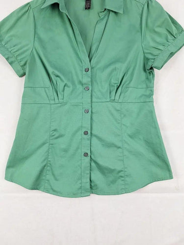 Banana Republic Moss Button Up Puff Sleeve Blouse Size 8 by SwapUp-Online Second Hand Store-Online Thrift Store