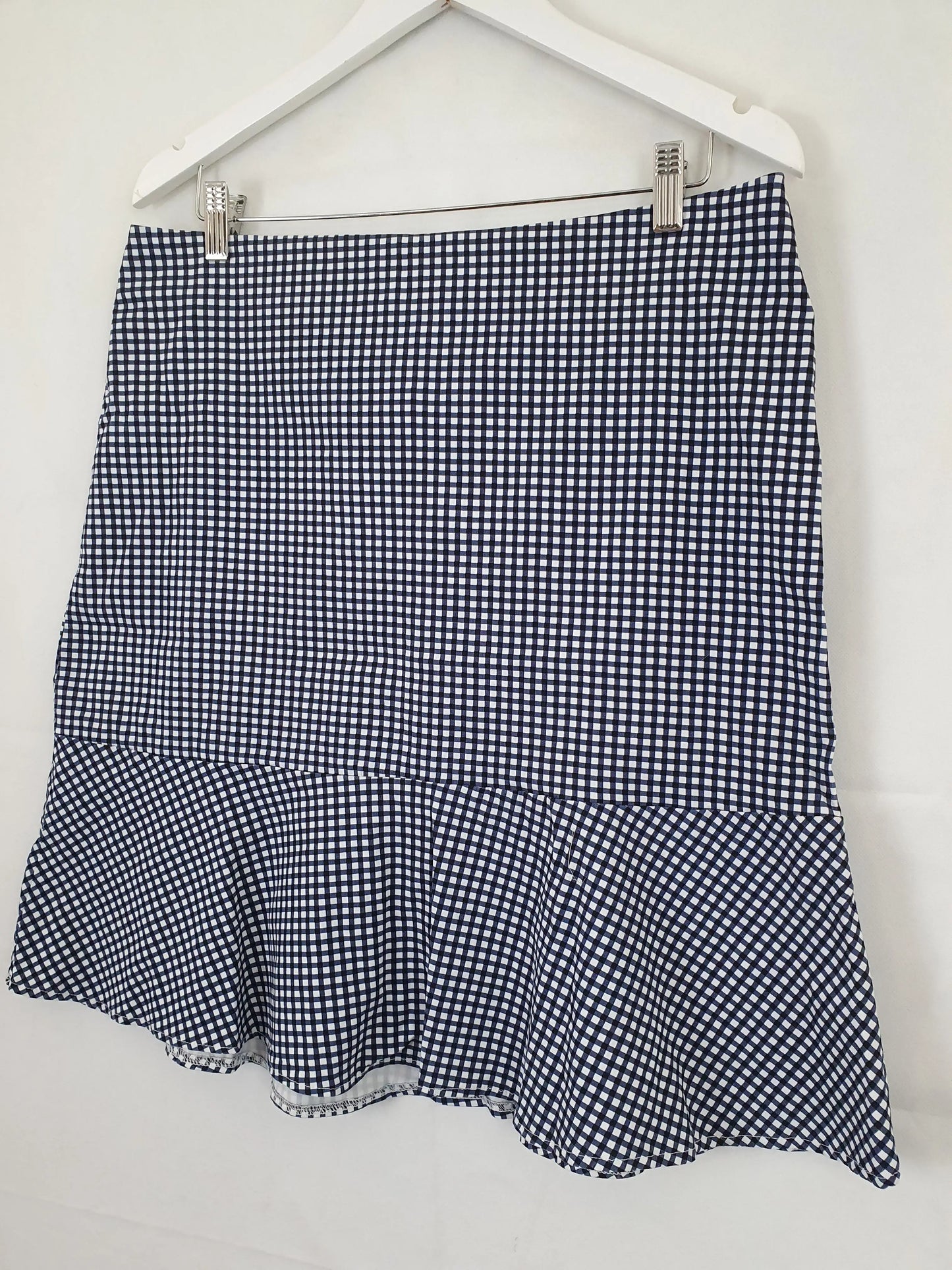 Basque Navy Checkered Tailored Frill Mini Skirt Size 16 by SwapUp-Online Second Hand Store-Online Thrift Store