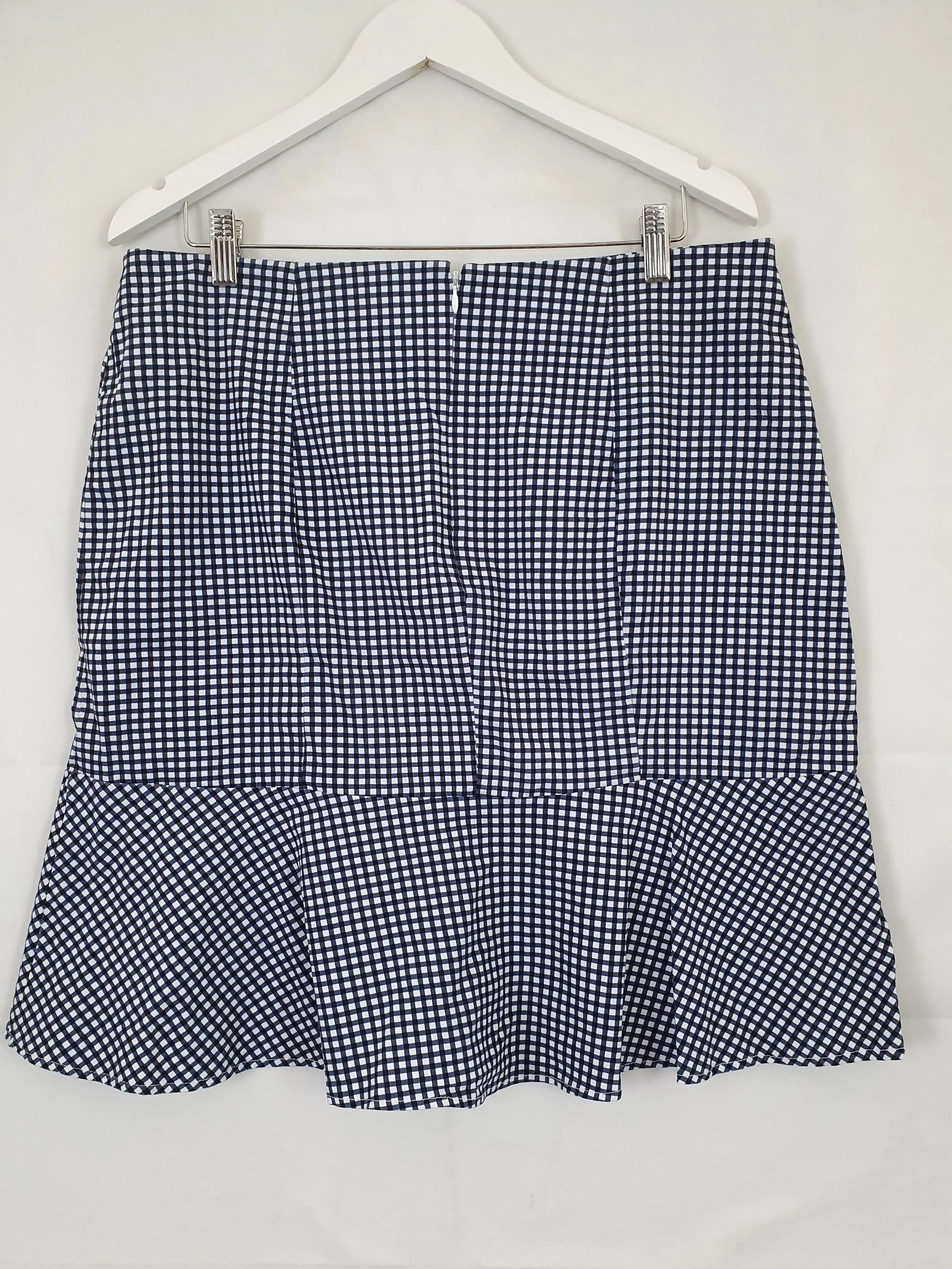 Basque Navy Checkered Tailored Frill Mini Skirt Size 16 by SwapUp-Online Second Hand Store-Online Thrift Store
