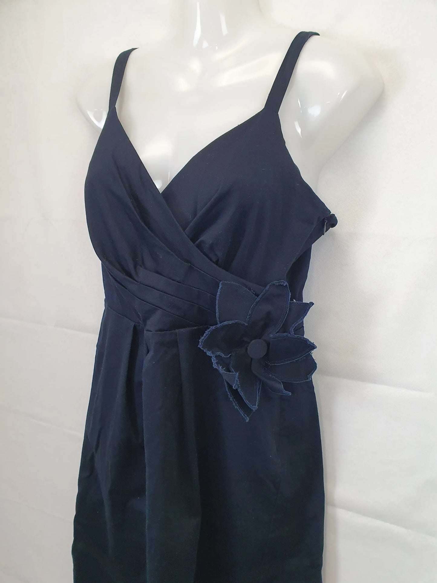 Basque Navy Evening Flower Mini Dress Size 10 by SwapUp-Online Second Hand Store-Online Thrift Store