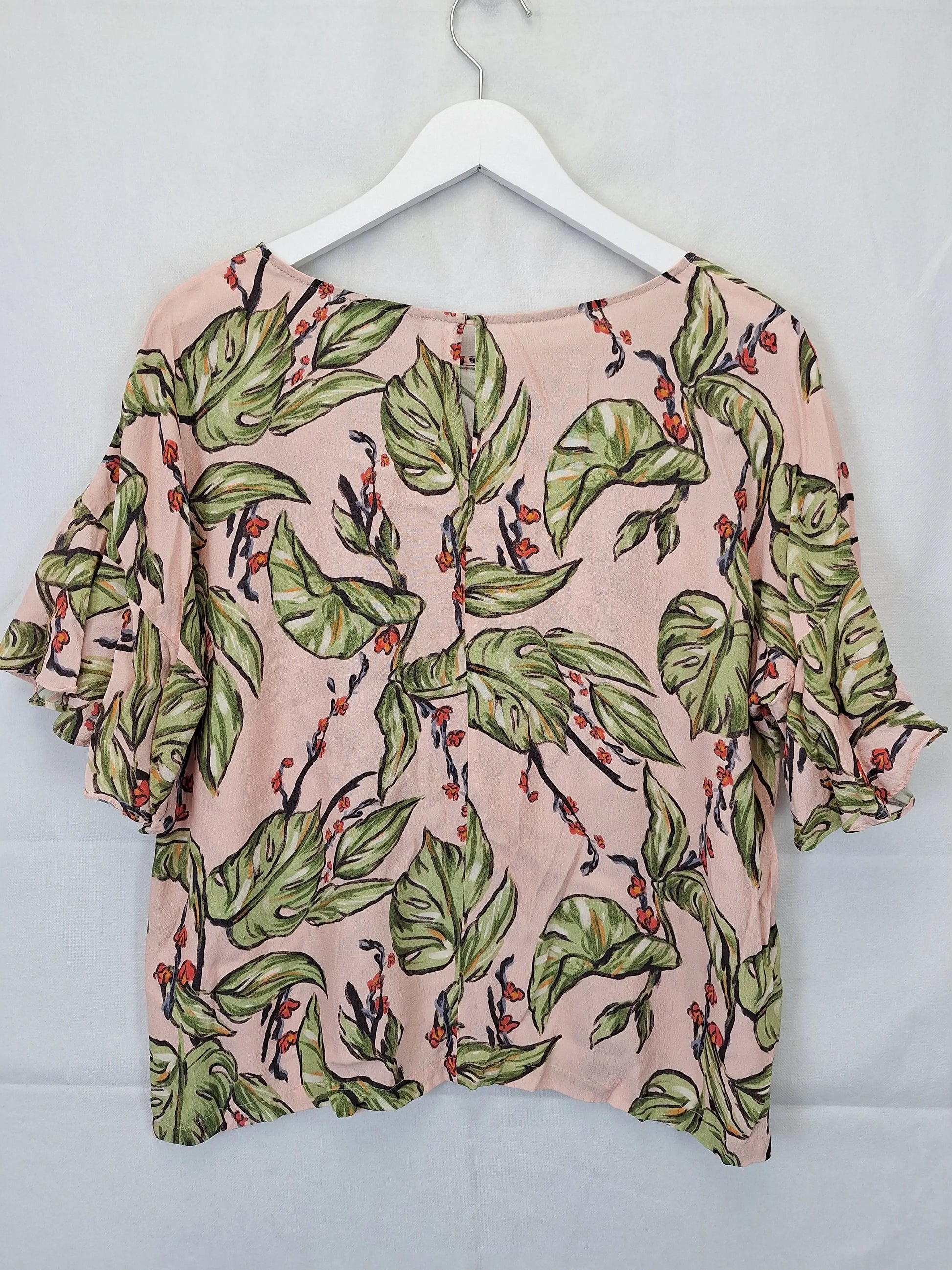 Basque Round Neck Tropical Top Size 14 by SwapUp-Online Second Hand Store-Online Thrift Store