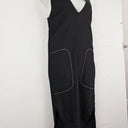 Bassike Crepe Deep V Contrast Stitch Midi Dress Size S by SwapUp-Online Second Hand Store-Online Thrift Store