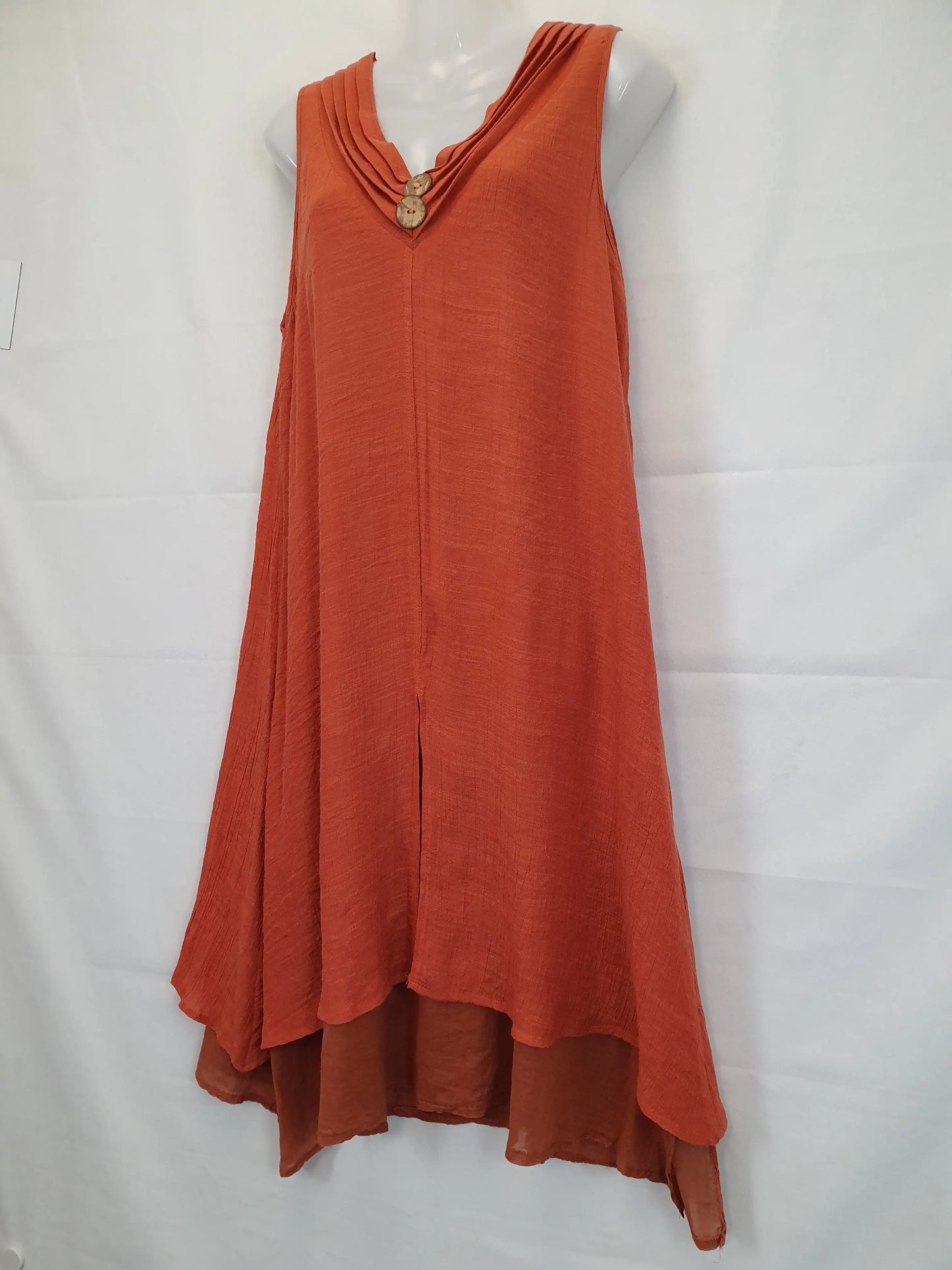 Beaut'e Fashion  Rust Textured Roomy Midi Dress Size S by SwapUp-Online Second Hand Store-Online Thrift Store