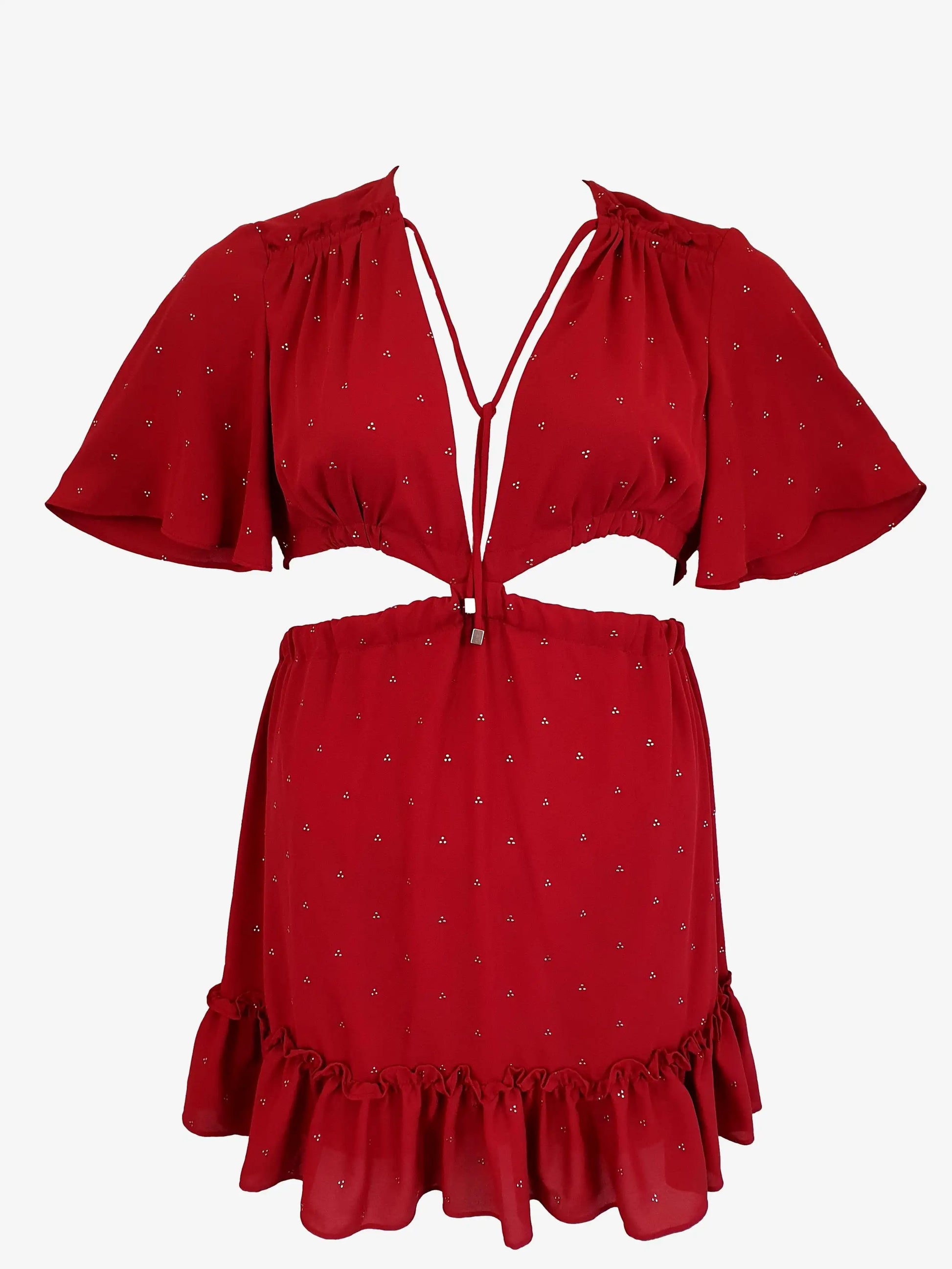 Bec & Bridge Burgundy Deep V Neck Peep Mini Dress Size 12 by SwapUp-Online Second Hand Store-Online Thrift Store