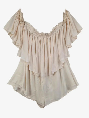 Bec & Bridge Cream Layered Off Shoulder Jumpsuit Size 12 by SwapUp-Online Second Hand Store-Online Thrift Store