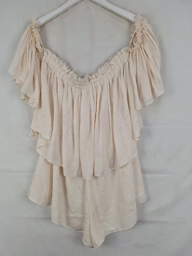 Bec & Bridge Cream Layered Off Shoulder Jumpsuit Size 12 by SwapUp-Online Second Hand Store-Online Thrift Store