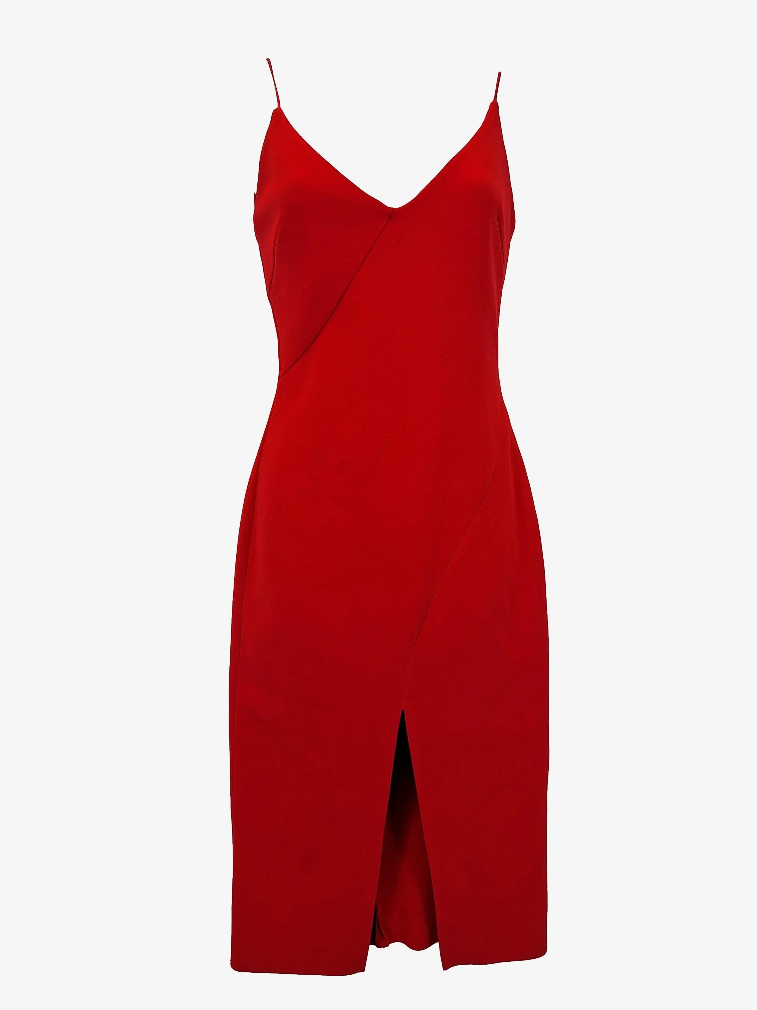 Bec Bridge Structured Cocktail Front Split Midi Dress Size 8