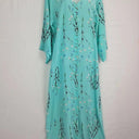 Bernadette Aqua Silk Floral Romantic Button Up Maxi Dress Size M by SwapUp-Online Second Hand Store-Online Thrift Store