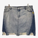 Bettina Liano Contrast Wash Distressed Denim Skirt Size 16 by SwapUp-Online Second Hand Store-Online Thrift Store