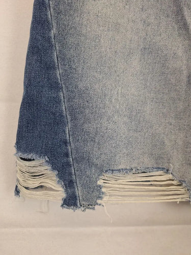 Bettina Liano Contrast Wash Distressed Denim Skirt Size 16 by SwapUp-Online Second Hand Store-Online Thrift Store