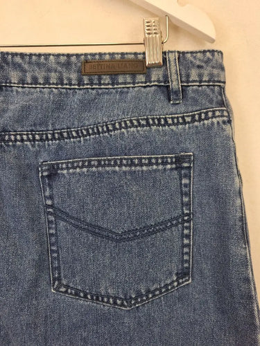 Bettina Liano Contrast Wash Distressed Denim Skirt Size 16 by SwapUp-Online Second Hand Store-Online Thrift Store