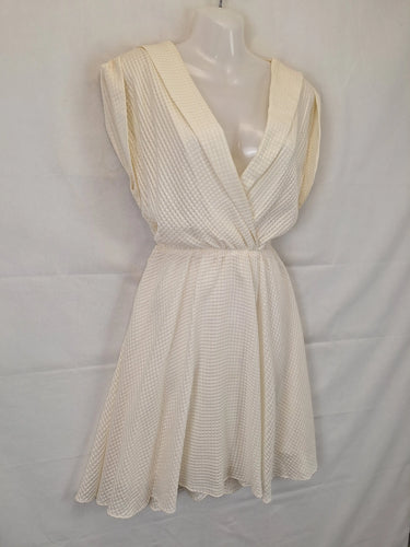 Bettina Liano Textured Silk Plunging V Neck Mini Dress Size 12 by SwapUp-Online Second Hand Store-Online Thrift Store