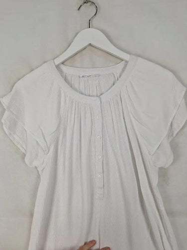 Betty Basics White Summer Cottage Blouse Size 10 by SwapUp-Online Second Hand Store-Online Thrift Store