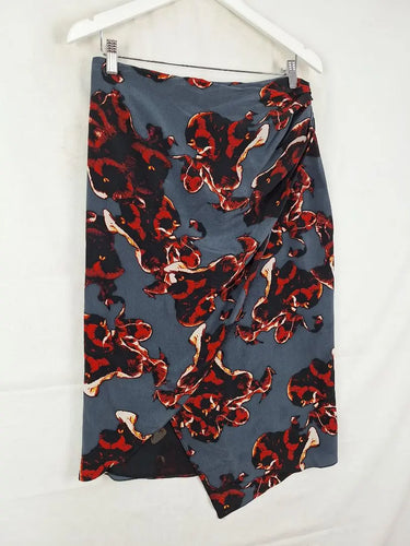 Bianca Spender Slate Floral Wrap Style Silk Skirt Size 10 by SwapUp-Online Second Hand Store-Online Thrift Store