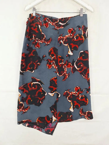 Bianca Spender Slate Floral Wrap Style Silk Skirt Size 10 by SwapUp-Online Second Hand Store-Online Thrift Store