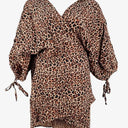 Billabong Animal Print Bat Sleeve Wrap Mini Dress Size L by SwapUp-Online Second Hand Store-Online Thrift Store