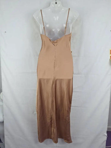 Billy J Caramel Satin Cowl Neck Dress Size 8 by SwapUp-Online Second Hand Store-Online Thrift Store