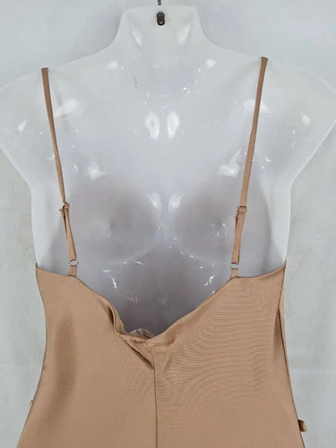 Billy J Caramel Satin Cowl Neck Dress Size 8 by SwapUp-Online Second Hand Store-Online Thrift Store