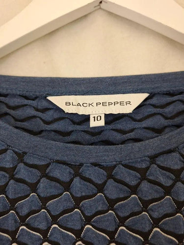 Black Pepper Stone Textured Casual Longsleeve Top Size 10 by SwapUp-Online Second Hand Store-Online Thrift Store