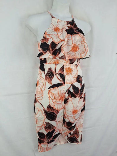 Blossom High Neck Orange Floral Dress Size 12 by SwapUp-Online Second Hand Store-Online Thrift Store
