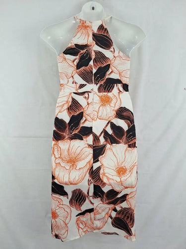 Blossom High Neck Orange Floral Dress Size 12 by SwapUp-Online Second Hand Store-Online Thrift Store