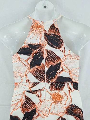 Blossom High Neck Orange Floral Dress Size 12 by SwapUp-Online Second Hand Store-Online Thrift Store