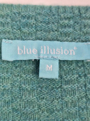 Blue Illusion Aqua Geometric Wool Jumper Size M by SwapUp-Online Second Hand Store-Online Thrift Store