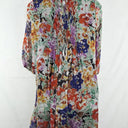 Blue Illusion Crinkle Pleated Floral Silk Midi Dress Size XL by SwapUp-Online Second Hand Store-Online Thrift Store
