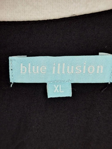 Blue Illusion Crinkle Pleated Floral Silk Midi Dress Size XL by SwapUp-Online Second Hand Store-Online Thrift Store