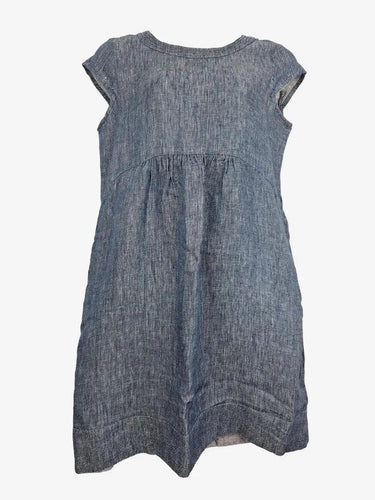 Blue Illusion Twill Hemp Linen Shift Midi Dress Size M by SwapUp-Online Second Hand Store-Online Thrift Store