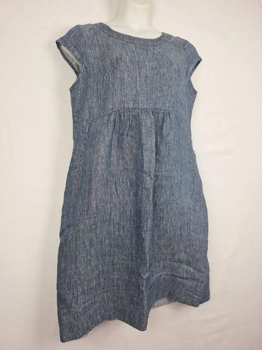 Blue Illusion Twill Hemp Linen Shift Midi Dress Size M by SwapUp-Online Second Hand Store-Online Thrift Store