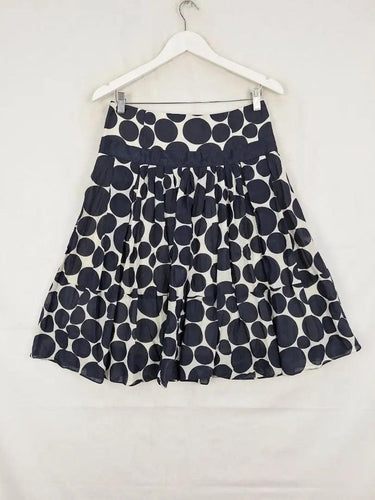 Boo Radley Navy Spotted Pleated Midi Skirt Size S by SwapUp-Online Second Hand Store-Online Thrift Store