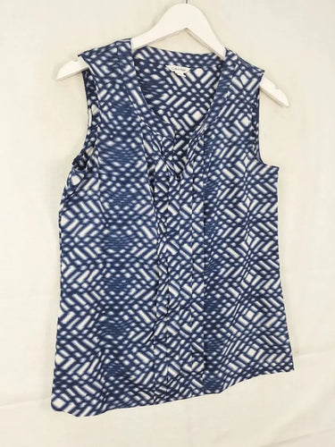 Calvin Klein Blue Diamond Panel Pleat Top Size S by SwapUp-Online Second Hand Store-Online Thrift Store