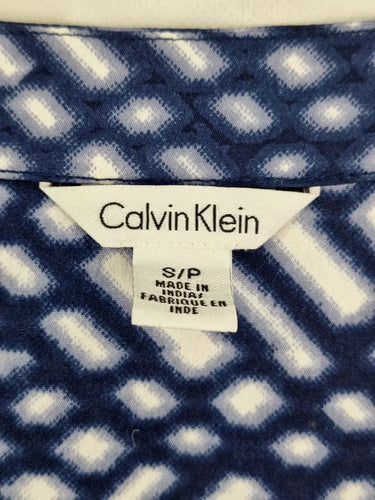 Calvin Klein Blue Diamond Panel Pleat Top Size S by SwapUp-Online Second Hand Store-Online Thrift Store