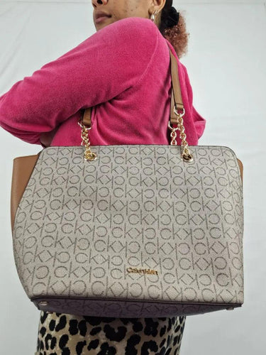 Calvin Klein Luxe Almond Shoulder Tote Bag by SwapUp-Online Second Hand Store-Online Thrift Store