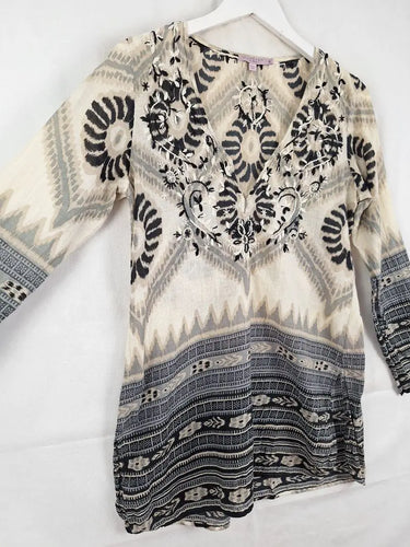 Calypso St Barth Bohemian Embroidered Longline Top Size S by SwapUp-Online Second Hand Store-Online Thrift Store
